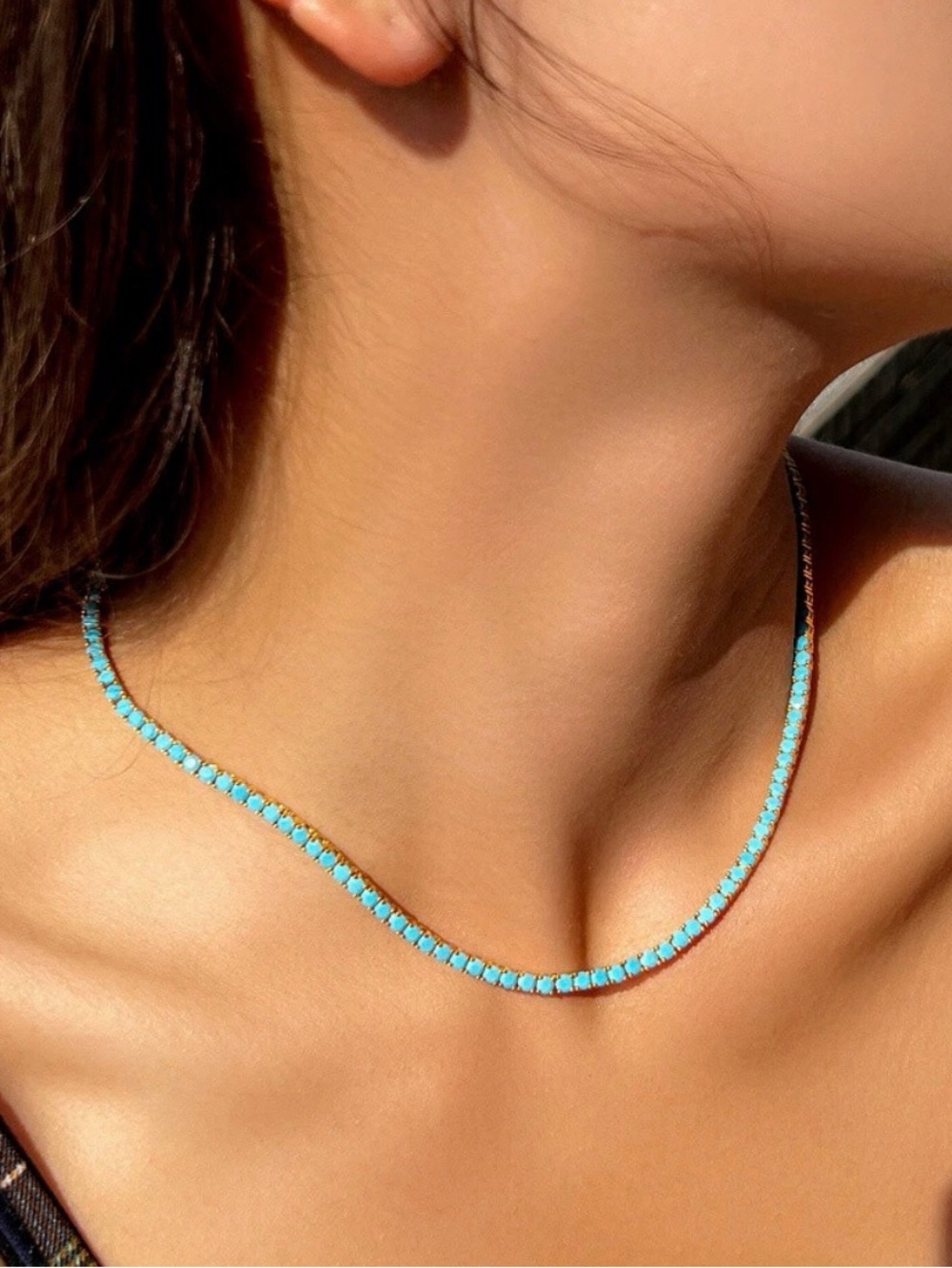 TURQUOISE TENNIS CHAIN NECKLACE✨